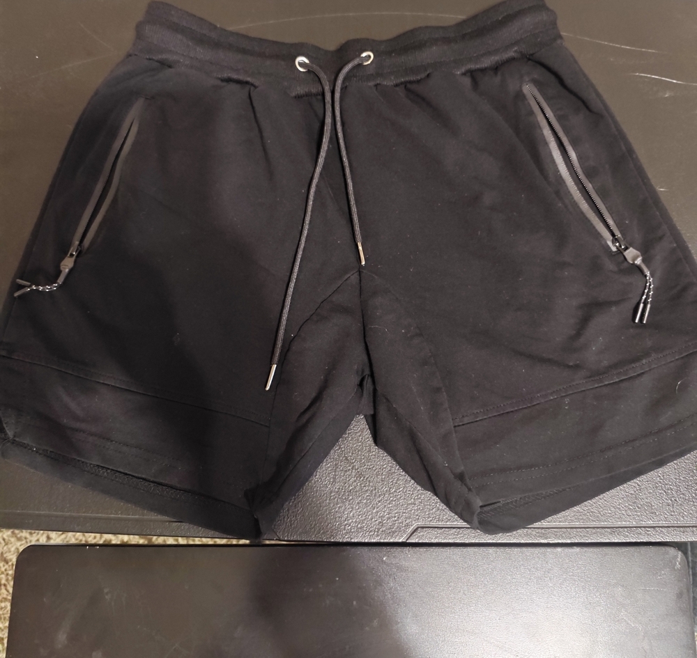 Men's Black Performance Athletic Shorts with Zipper Pockets